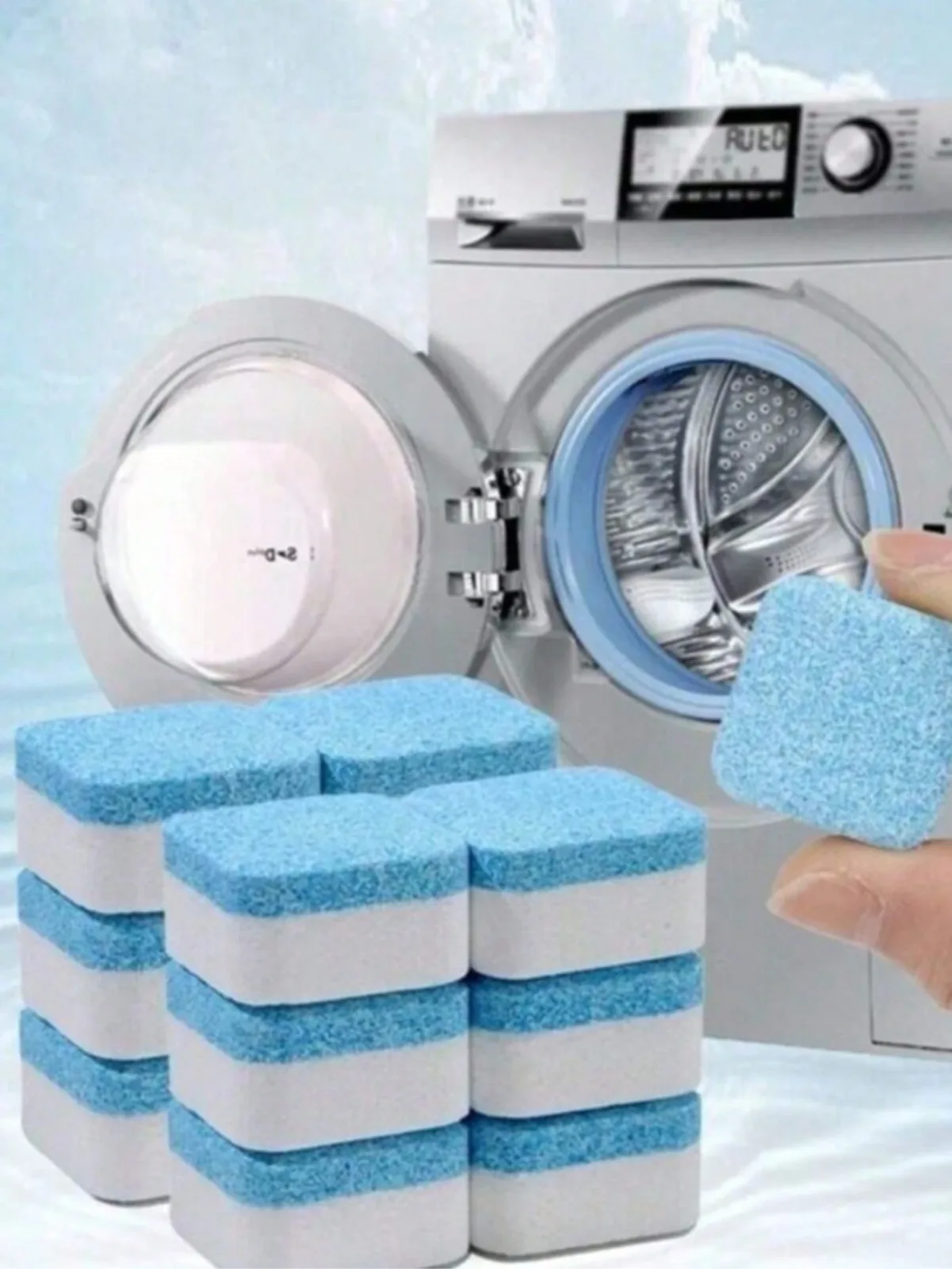 Kit 10 Pastilhas para Limpeza de Máquinas de Lavar Roupas Efervescentes Multifuncional